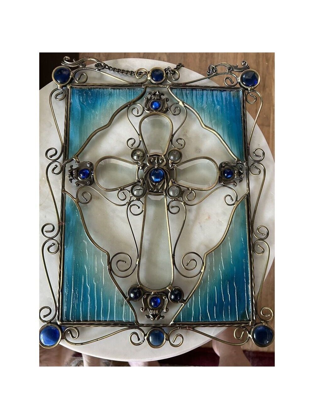 Cross Stained Glass Hanging 11x14